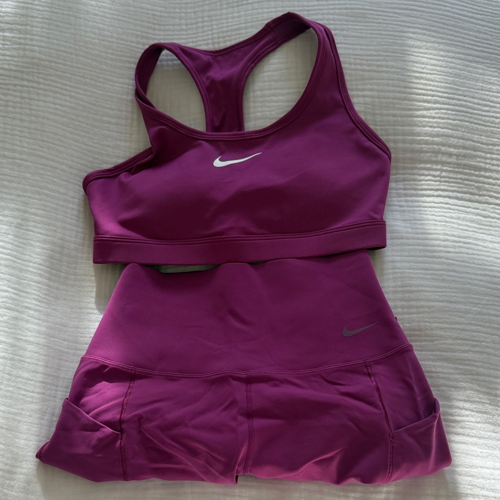 Nike Women's Magenta Sports Bra and Shorts Set